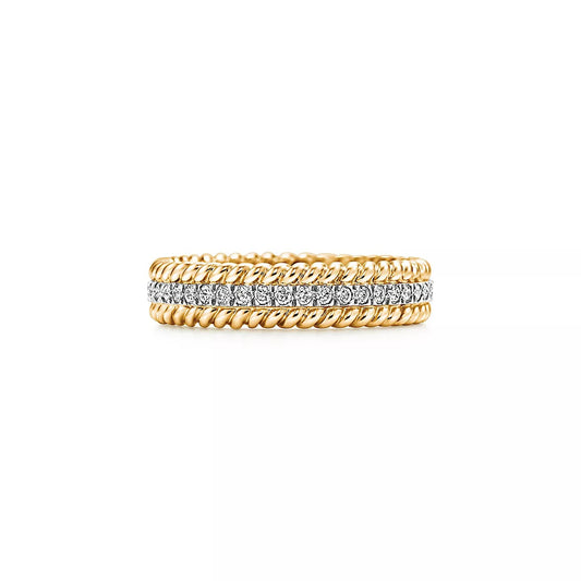 [Corinne]ROPE TWO-ROW GOLD DIAMOND RING