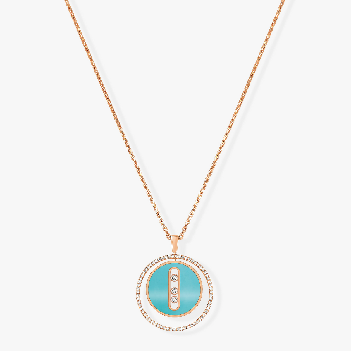 [⭐Corinne]Demo MOVE 3 DIAMONDS TURQUOISE PINK GOLD DIAMOND NECKLACE