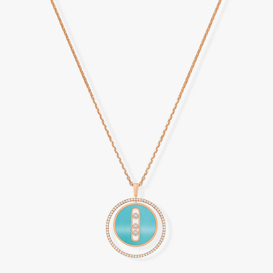 [⭐Corinne]Demo MOVE 3 DIAMONDS TURQUOISE PINK GOLD DIAMOND NECKLACE