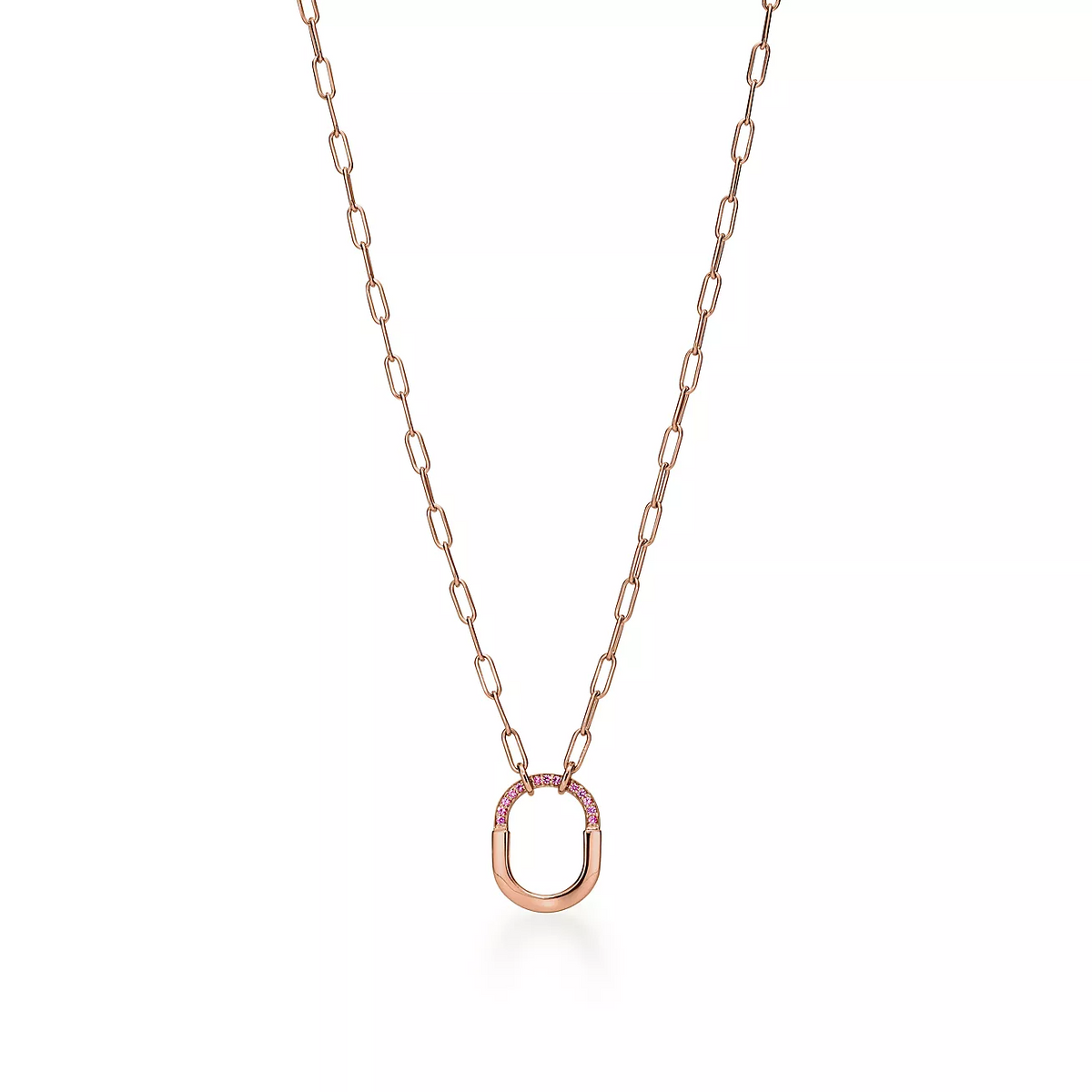 [Corinne]LOCK SMALL PENDANT PINK DIAMOND PINK GOLD NECKLACE