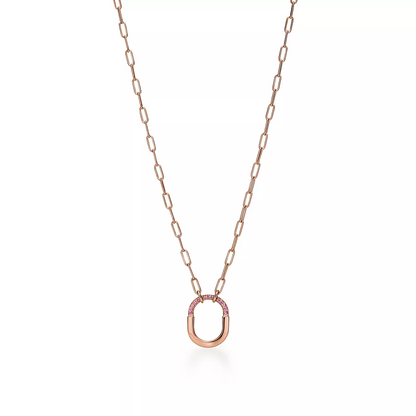 [Corinne]LOCK SMALL PENDANT PINK DIAMOND PINK GOLD NECKLACE