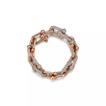[Corinne]HARDWEAR LARGE LINK PINK GOLD PAVED DIAMOND BRACELET