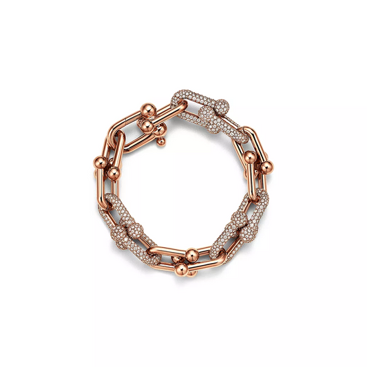 [Corinne]HARDWEAR LARGE LINK PINK GOLD PAVED DIAMOND BRACELET