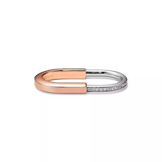 [Corinne]LOCK RING TOW-FINGER ROSE AND WHITE GOLD DIAMONDS