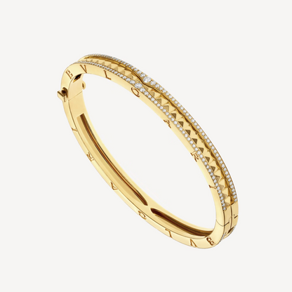 [⭐Corinne]ZERO 1 SPIRAL AND PAVED DIAMOND GOLD BRACELET