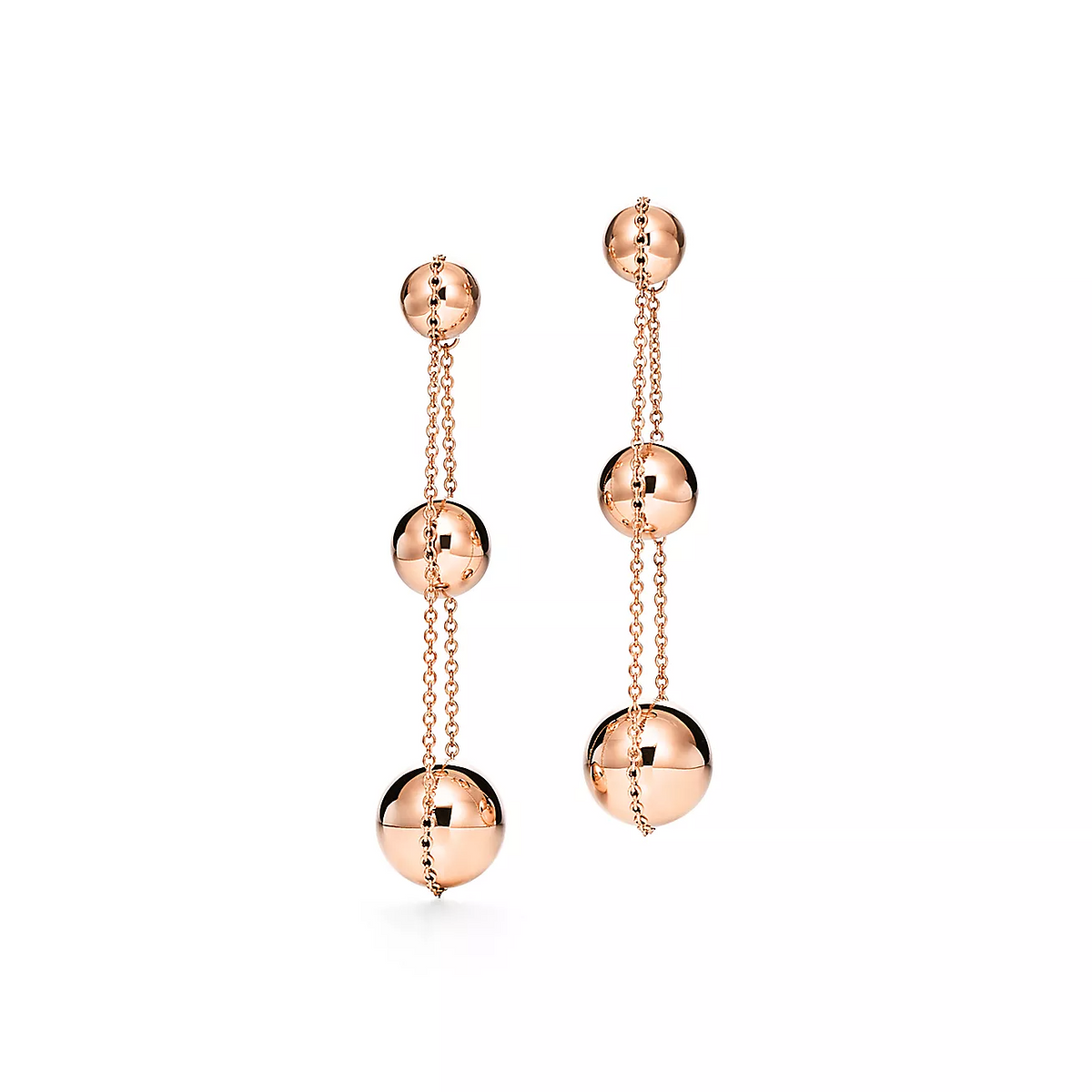 [Corinne]TRIPLE DROP PINK GOLD EARRINGS
