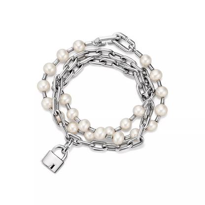 [Corinne]PEARL LOCK SILVER BRACELET