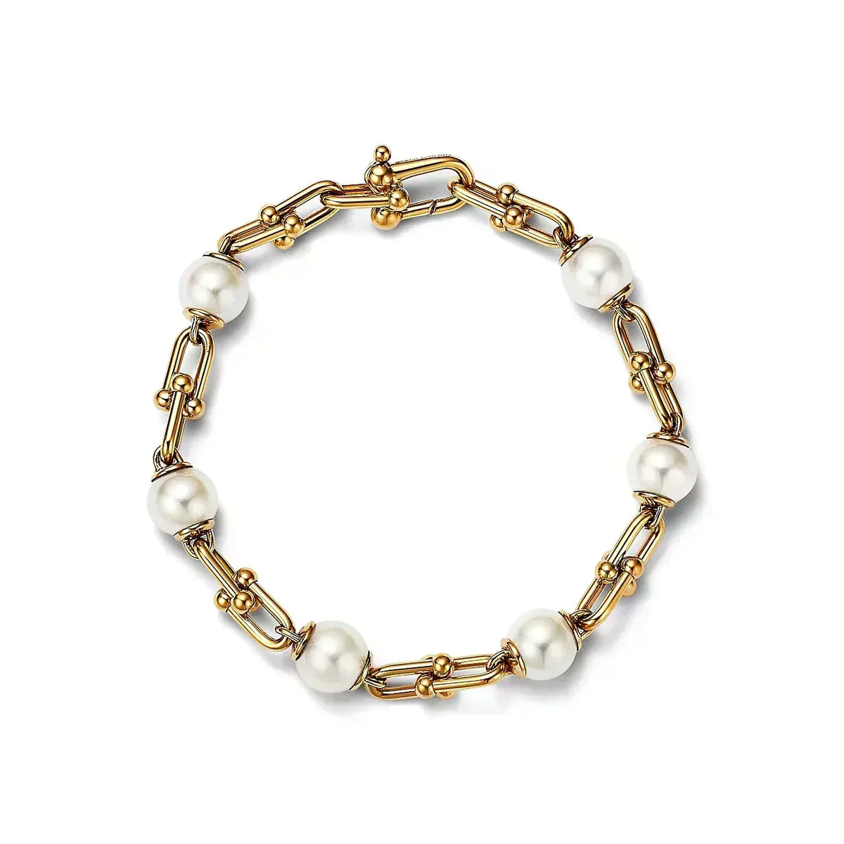 [Corinne]LINK BRACELET GOLD WITH FRESHWATER PEARLS
