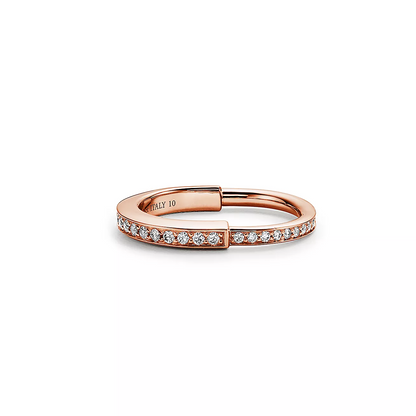 [Corinne]LOCK RING PINK GOLD DIAMOND PAVED