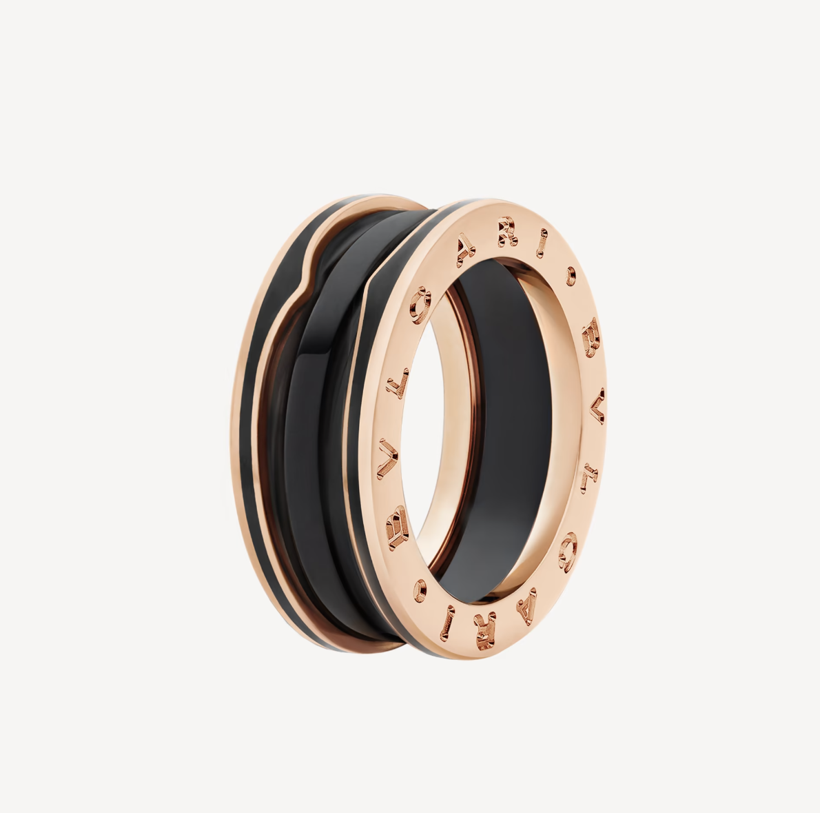 [⭐Corinne]ZERO 1 TWO-BAND WITH MATTE BLACK CERAMIC PINK GOLD RING