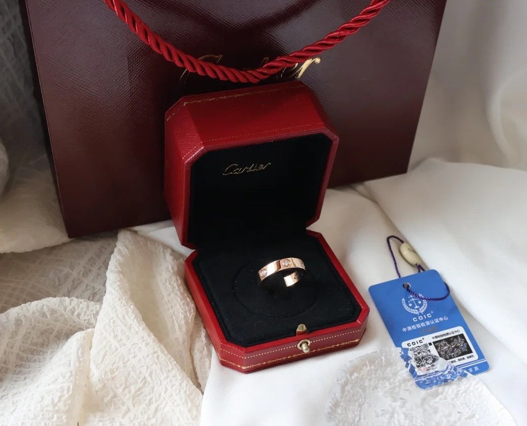 [⭐Corinne]LOVE RING 5.5MM 6 DIAMONDS PINK GOLD