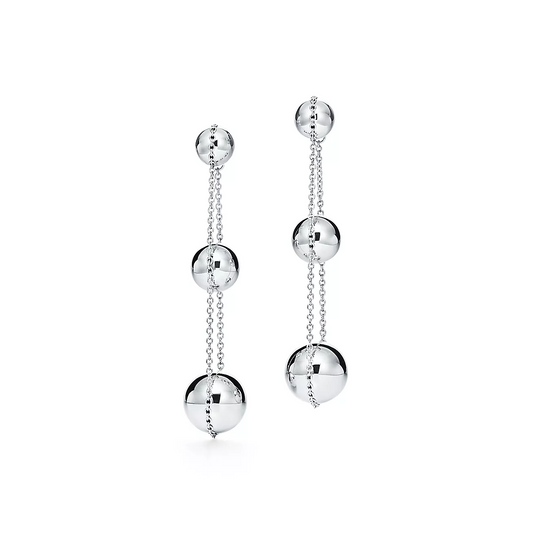 [Corinne]TRIPLE DROP SILVER EARRINGS