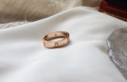 [⭐Corinne]LOVE RING 5.5MM 6 DIAMONDS PINK GOLD