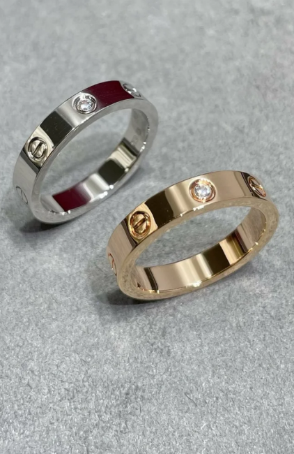 [⭐Corinne]LOVE RING 4MM 1 DIAMOND SILVER