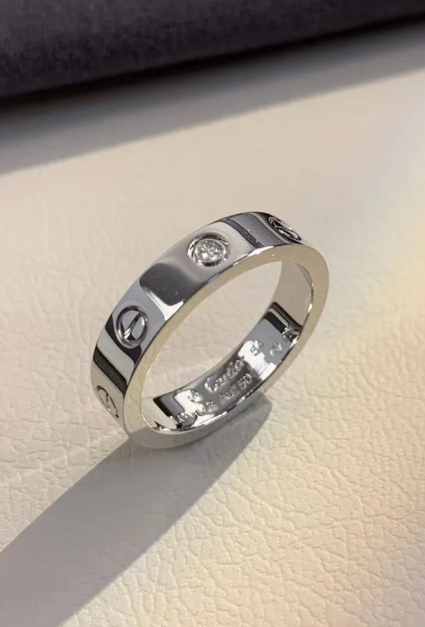 [⭐Corinne]LOVE RING 4MM 1 DIAMOND SILVER