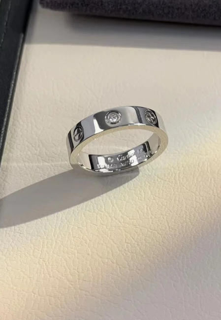 [⭐Corinne]LOVE RING 4MM 1 DIAMOND SILVER