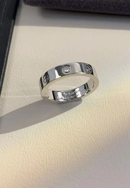 [⭐Corinne]LOVE RING 4MM 1 DIAMOND SILVER