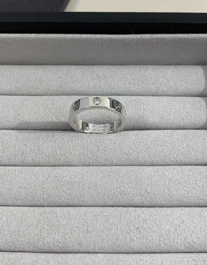 [⭐Corinne]LOVE RING 4MM 1 DIAMOND SILVER