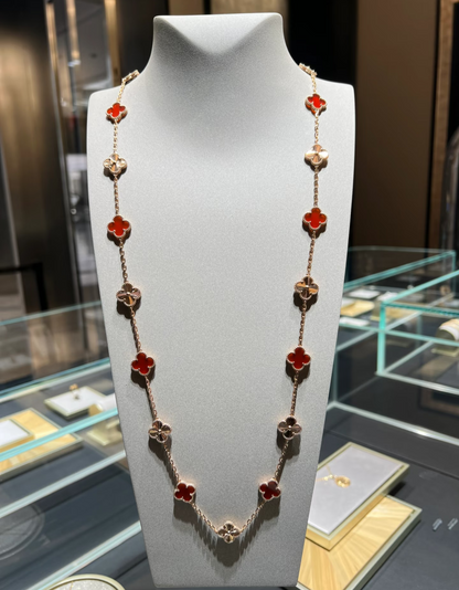[⭐Corinne]CLOVER 20 MOTIFS LASER CARNELIAN NECKLACE