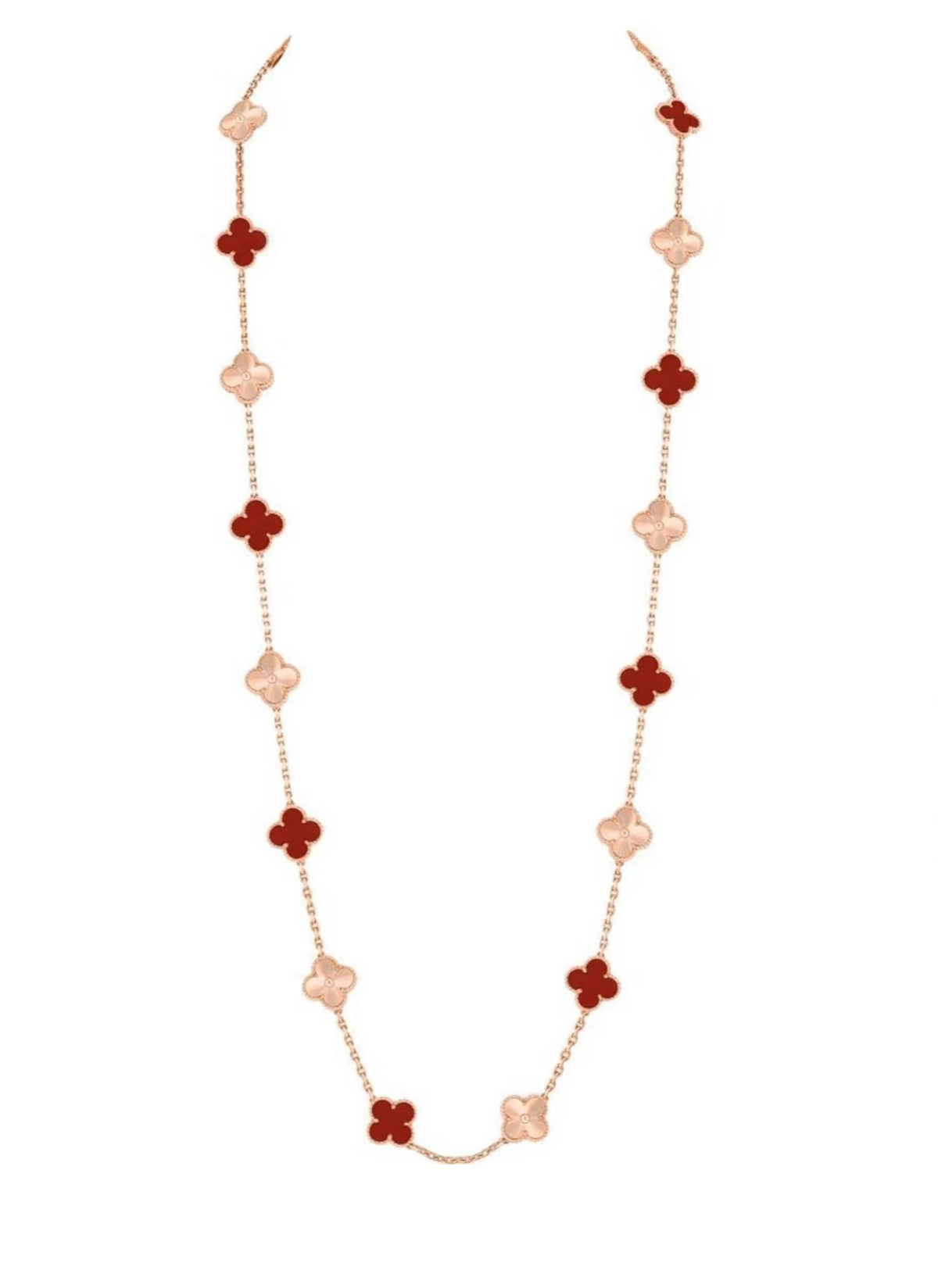 [⭐Corinne]CLOVER 20 MOTIFS LASER CARNELIAN NECKLACE