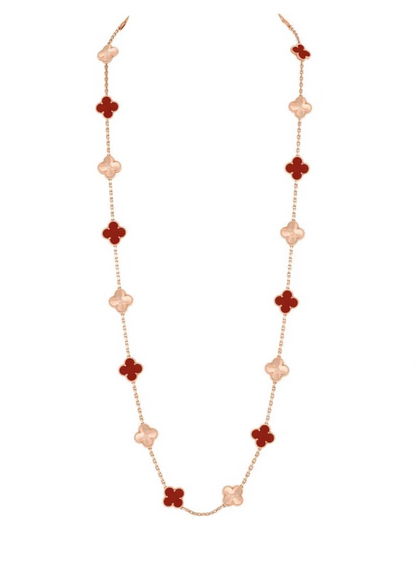 [⭐Corinne]CLOVER 20 MOTIFS LASER CARNELIAN NECKLACE