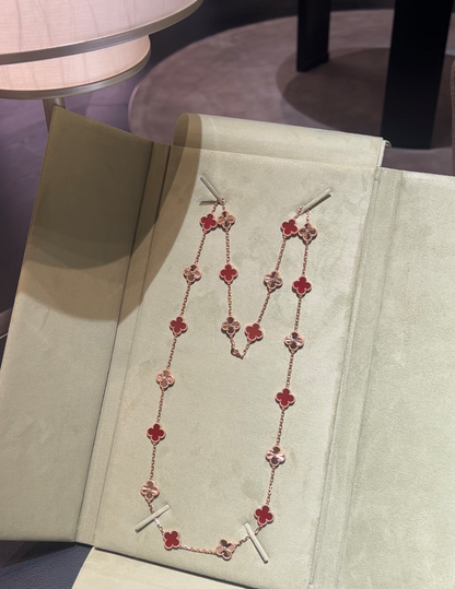 [⭐Corinne]CLOVER 20 MOTIFS LASER CARNELIAN NECKLACE