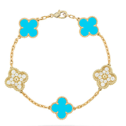 [⭐Corinne] CLOVER 5 MOTIF TURQUOISE BRACELET COLLECTION