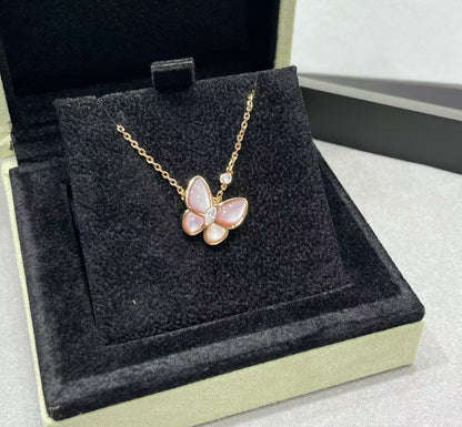 [⭐Corinne]BUTTERFLY PINK MOTHER-OF-PEARL DIAMOND NECKLACE