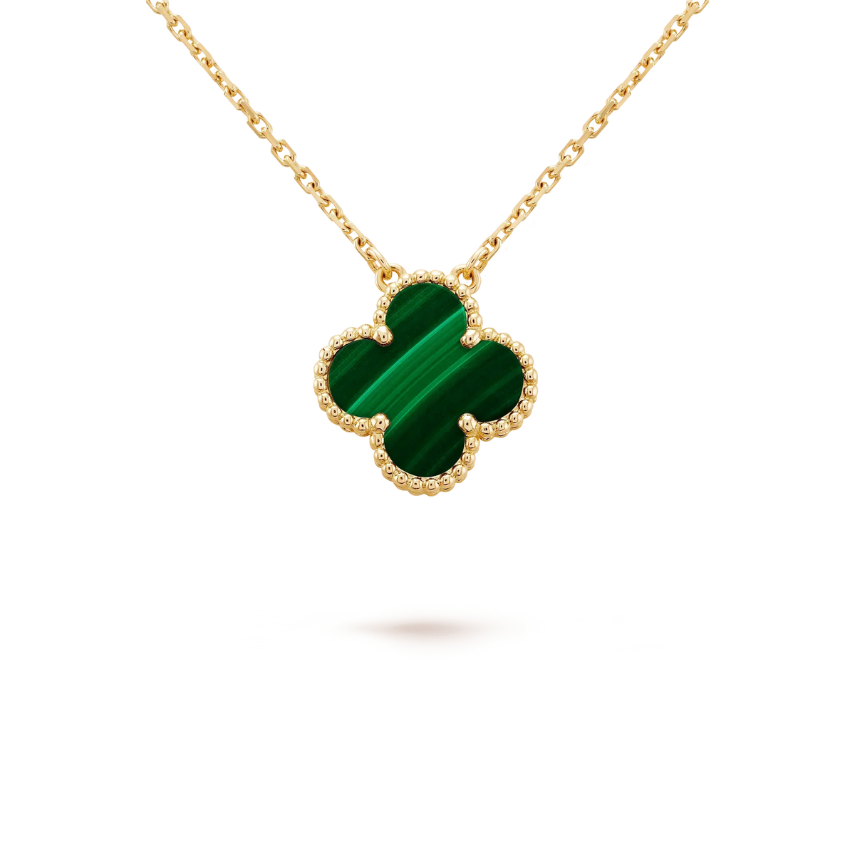 [⭐Corinne]CLOVER 15MM MALACHITE SINGLE FLOWER  NECKLACE