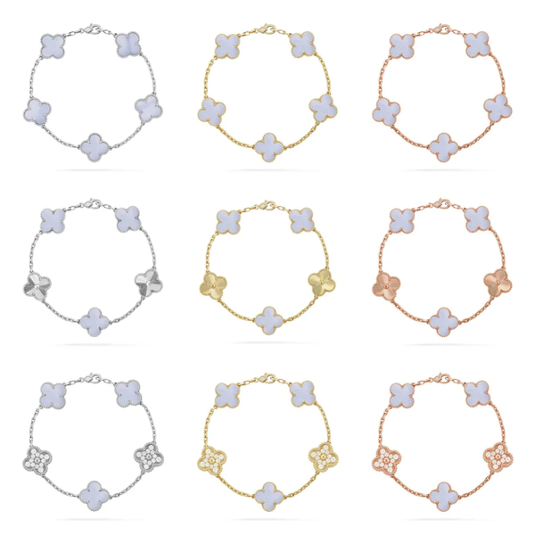 [⭐Corinne] CLOVER 5 MOTIF PURPLE CHALCEDONY BRACELET COLLECTION