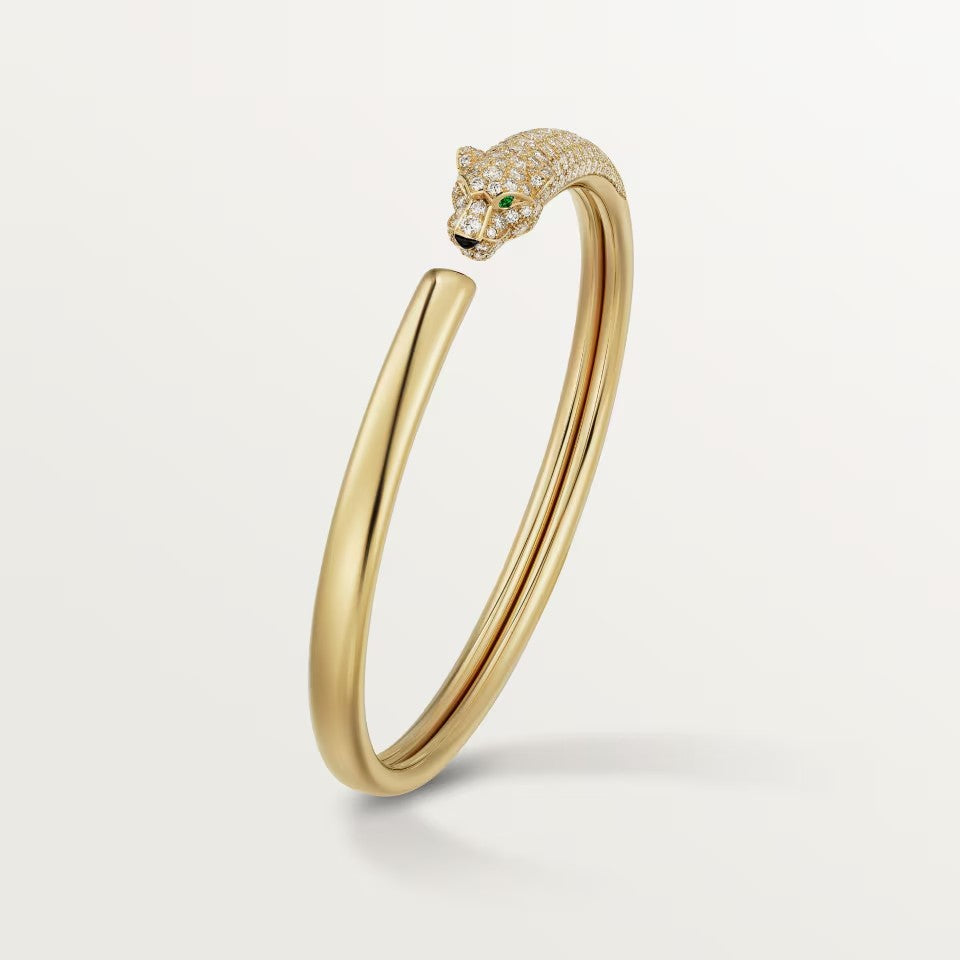 [⭐Corinne]PANTHERE HALF DIAMOND OPEN BRACELET