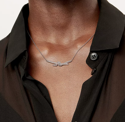 [Corinne]KNOT PENDANT SILVER DIAMOND NECKLACE