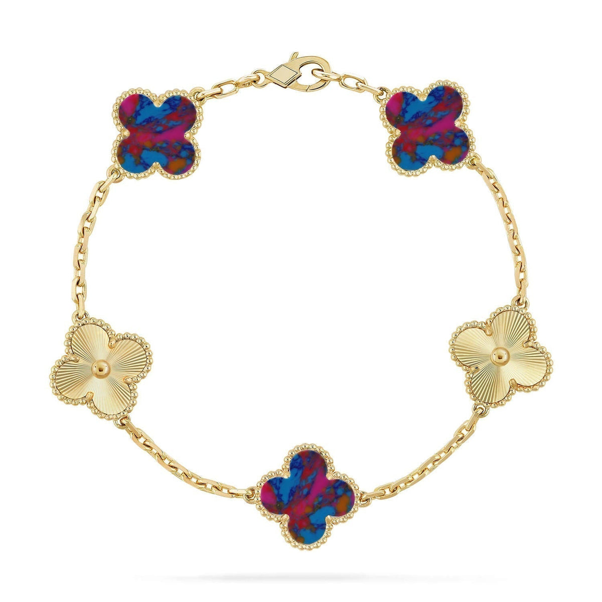 [⭐Corinne]CLOVER 5 MOTIF COLOR GEMSTONES BRACELET COLLECTION