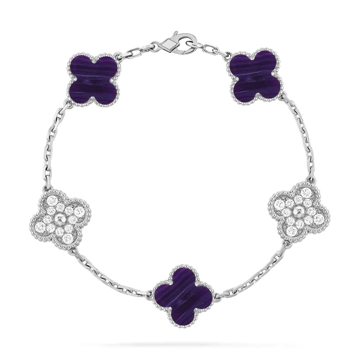 [⭐Corinne]CLOVER 5 MOTIF PURPLE STRIPES BRACELET COLLECTION