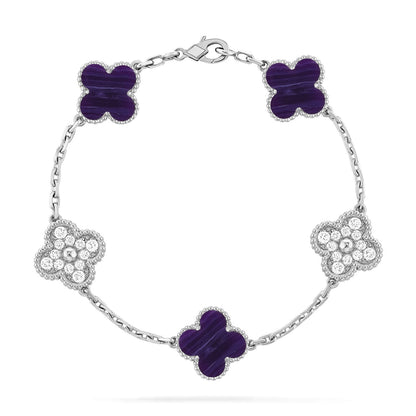 [⭐Corinne]CLOVER 5 MOTIF PURPLE STRIPES BRACELET COLLECTION
