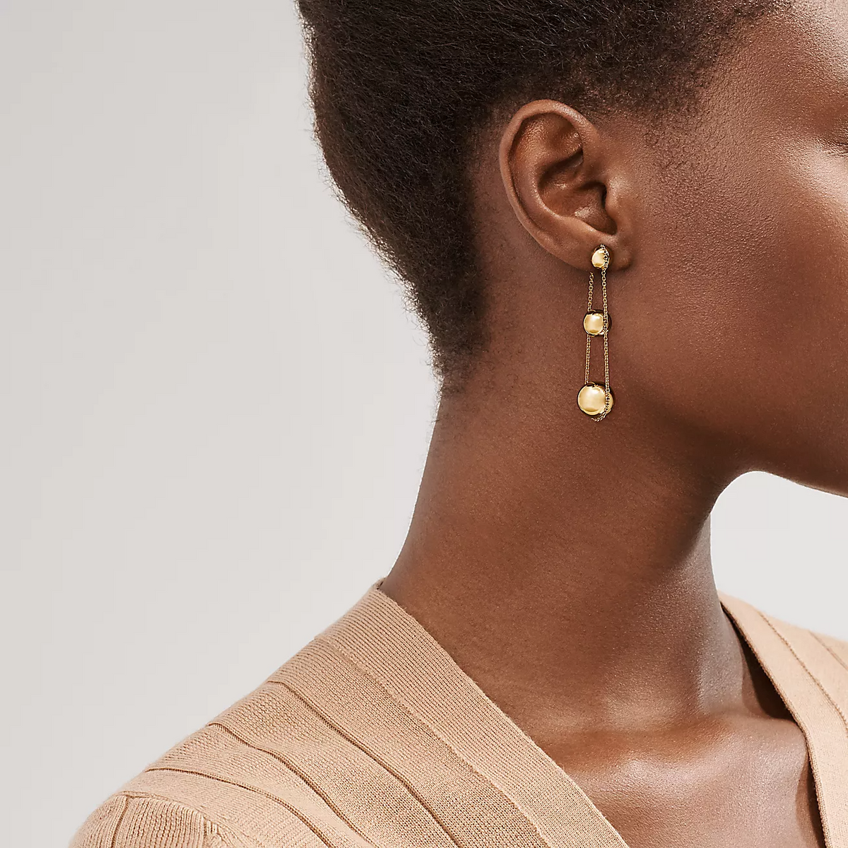 [Corinne]TRIPLE DROP GOLD EARRINGS