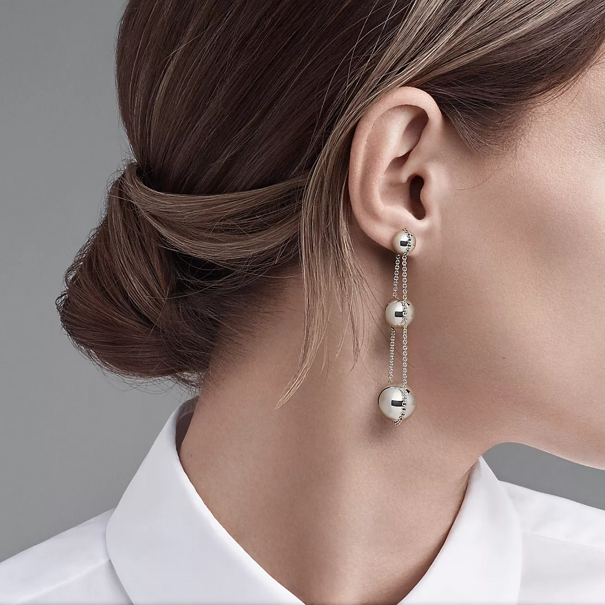 [Corinne]TRIPLE DROP SILVER EARRINGS