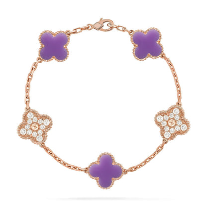 [⭐Corinne]CLOVER 5 MOTIF LIGHT PURPLE BRACELET COLLECTION