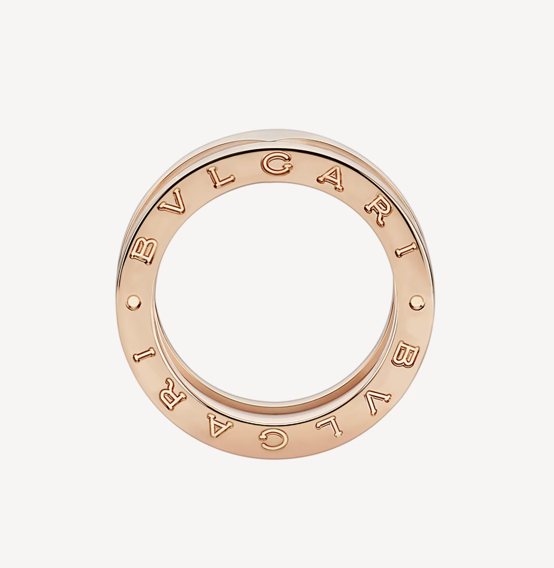 [⭐Corinne]ZERO 1 TWO-BAND LOOPS AND WHITE CERAMIC SPIRAL PINK GOLD RING