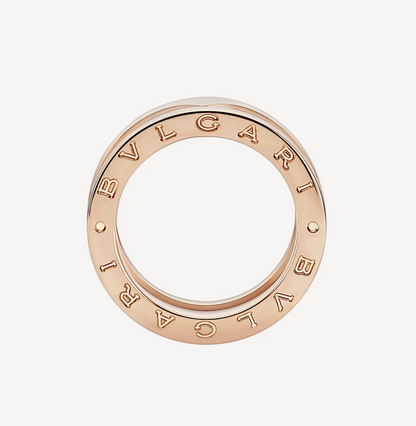 [⭐Corinne]ZERO 1 TWO-BAND LOOPS AND WHITE CERAMIC SPIRAL PINK GOLD RING