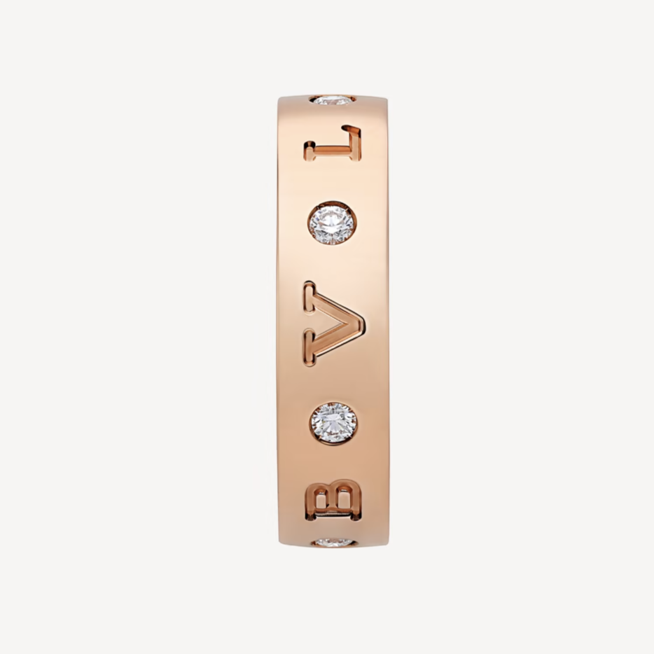 [⭐Corinne]ZERO 1 ESSENTIAL PINK GOLD BAND WITH DIAMONDS RING