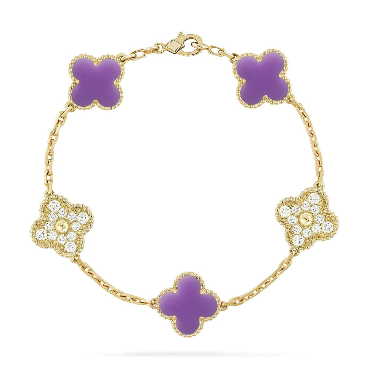 [⭐Corinne]CLOVER 5 MOTIF LIGHT PURPLE BRACELET COLLECTION
