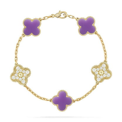 [⭐Corinne]CLOVER 5 MOTIF LIGHT PURPLE BRACELET COLLECTION