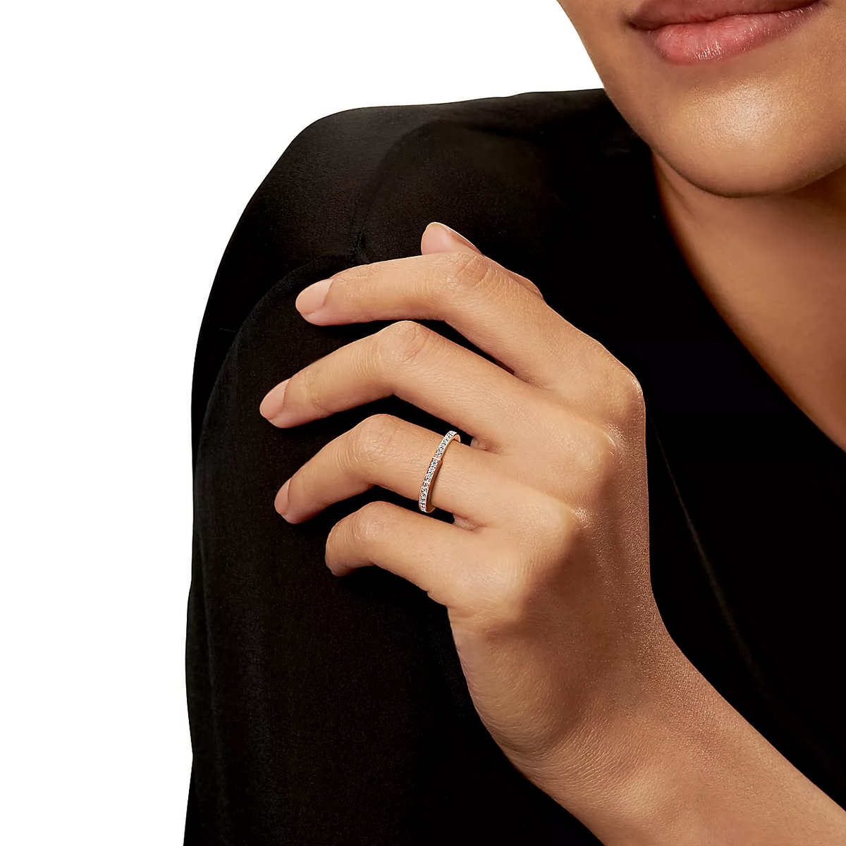 [Corinne]LOCK RING PINK GOLD DIAMOND PAVED