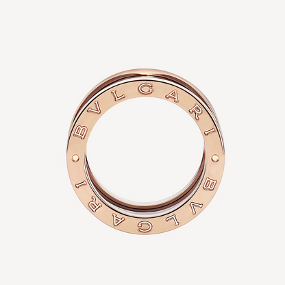 [⭐Corinne]ZERO 1 FOUR-BAND LOOPS AND BLACK CERAMIC SPIRAL PINK GOLD RING