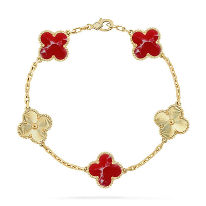 [⭐Corinne]CLOVER 5 MOTIF RED PATTERN BRACELET COLLECTION