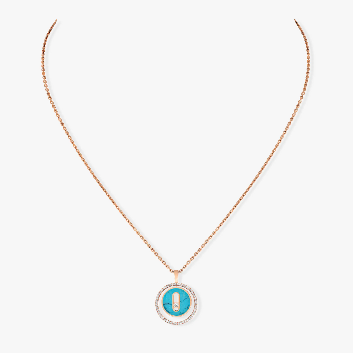 [⭐Corinne]Demo MOVE 1 DIAMOND TURQUOISE PINK GOLD DIAMOND NECKLACE