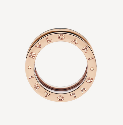 [⭐Corinne]ZERO 1 TWO-BAND WITH MATTE BLACK CERAMIC PINK GOLD RING