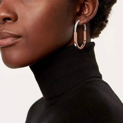 [Corinne]LOCK EARRINGS ROSE AND WHITE GOLD DIAMONDS EXTRA LARGE
