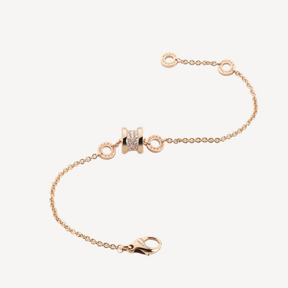 [⭐Corinne]ZERO 1 SOFT PINK GOLD WITH PAVED DIAMONDS ON THE SPIRAL BRACELET